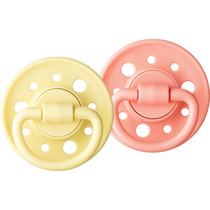 Lot de 2 sucettes Gaïa 6M+ - Rose/Jaune 