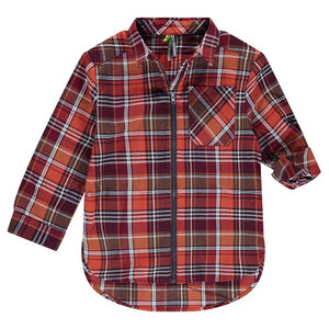 Chemise manches longues à carreaux avec ouverture zippée 