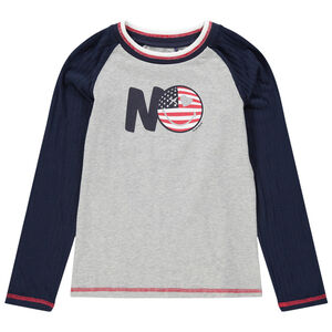 Junior - T-shirt manches longues en jersey bicolore print Smiley 
