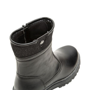 1/2 bottes effet cuir à liseré pailleté et crampons 