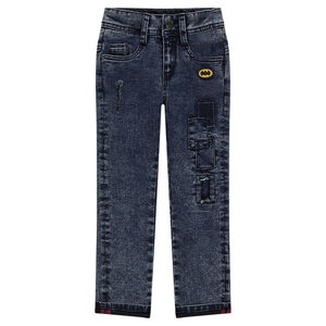 Jeans droit effet délavé avec badge Warner Batman 
