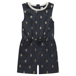 Combishort en coton avec ananas dorés printés all-over 