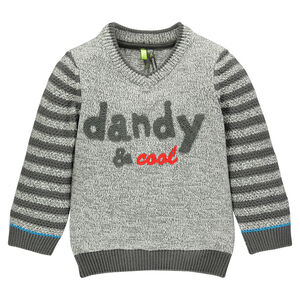 Pull en tricot avec manches rayées 