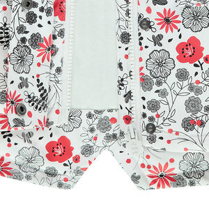 Parka en gomme imprimée fleurs all-over doublée sherpa fine 