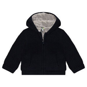 Veste en tricot à capuche doublée sherpa 