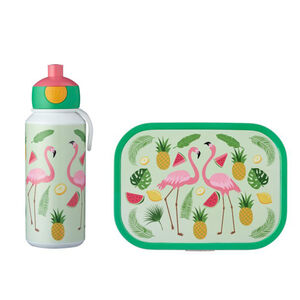 Pack gourde 400ml + Boîte 750ml - Flamant rose 