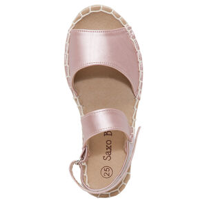 Espadrilles effet cuir nacré rose avec lanière à scratch du 28 au 35 