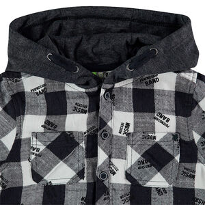 Chemise manches longues à carreaux et capuche contrastée 