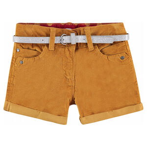 Short en velours ras avec ceinture pailletée argentée 