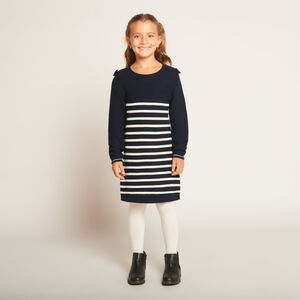 Robe en tricot effet marinière avec nœuds aux épaules fille 