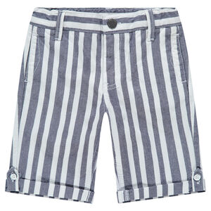 Bermuda à rayures verticales contrastées all-over et poches 