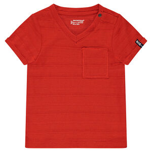 Tee-shirt manches courtes en slub avec poche printée 