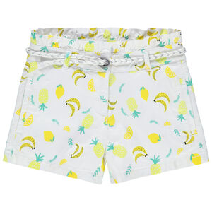 Short en twill imprimé all-over à ceinture en cordelette 