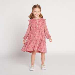 Robe manches longue en voile imprimé floral fille 