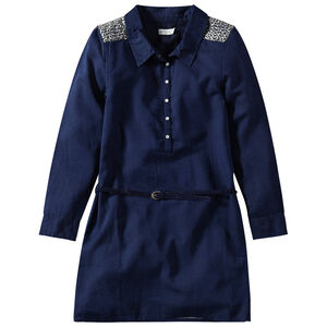 Junior - Robe chemise manches longues avec empiècements à sequins 