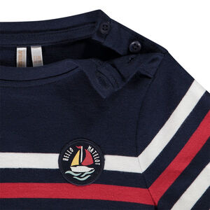 T-shirt style marinière en jersey avec badge brodé pour bébé garçon 