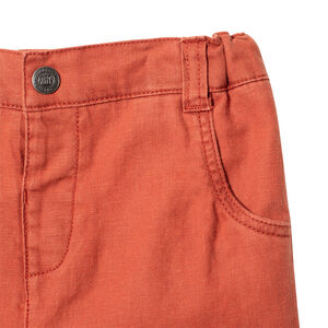 Pantalon en coton et lin uni 