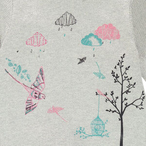 Robe bi-matière effet 2 en 1 avec prints fantaisie et manches évasées 