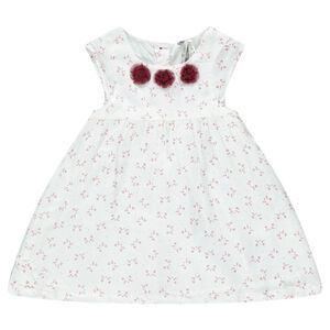 Robe manches courtes imprimée chats et fleurs en tulle 