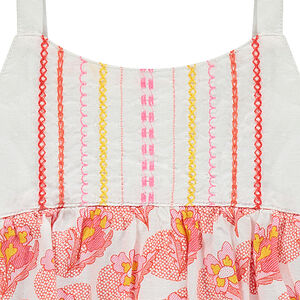 Top volanté à fines bretelles avec imprimé fleur et broderies 