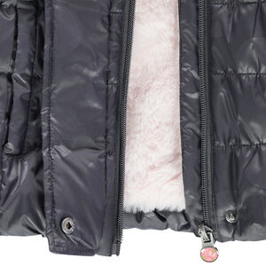 Doudoune matelassée doublée sherpa avec fleurs brodées 