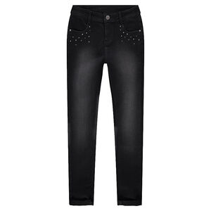 Junior - Jeans slim effet used avec clous fantaisie 