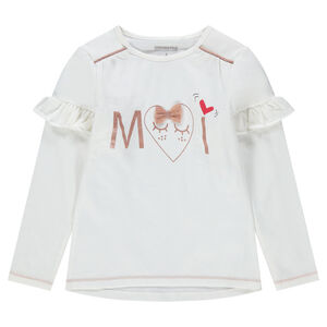 Tee-shirt manches longues avec volants et personnage printé 