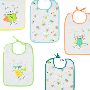 Lot de 5 bavoirs à motifs colorés printés 