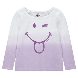 Tee-shirt manches longues effet tie and dye avec Smiley pailleté 