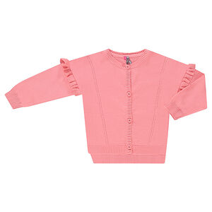 Gilet ne tricot avec maille ajourée et volants 