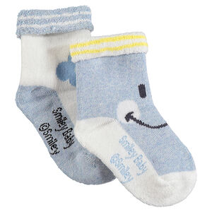 Lot de 2 paires de chaussettes en bouclette motif Smiley 