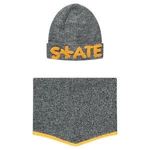 Ensemble bonnet et snood en tricot twisté doublé polaire 