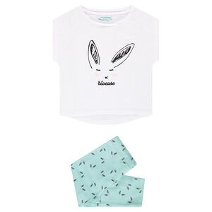 Pyjama en jersey avec tee-shirt forme boîte printé et pantalon imprimé 