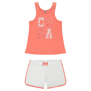 Junior - Pyjama avec débardeur printé et short en jersey uni 