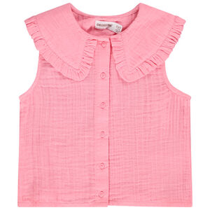 Chemise sans manches col claudine volanté fille 