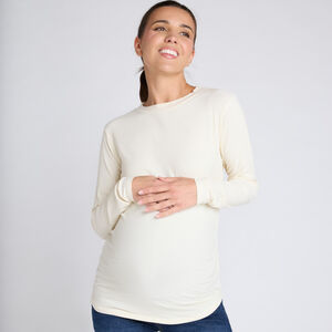 T-shirt manches longues de grossesse côtelé uni 