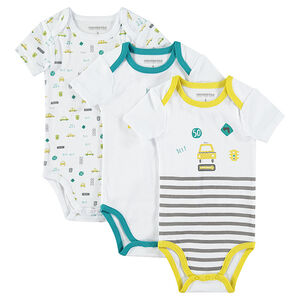 Lot de 3 bodies manches courtes avec voitures imprimées 