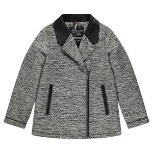 Junior - Manteau en jacquard et simili cuir 