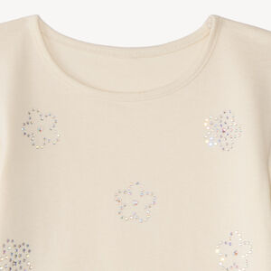 T-shirt manches longues fleurs en strass fille 