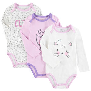 Lot de 3 bodies manches longues print chats 