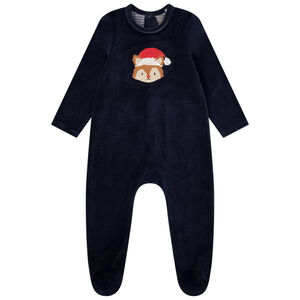Dors-bien en velours broderie écureuil pour bébé garçon 
