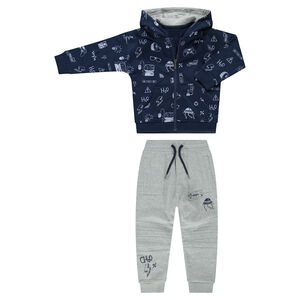 Jogging en molleton bicolore avec motifs jeux vidéo printés 