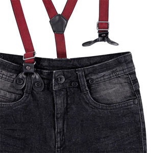 Jeans à bretelles effet crinkle 