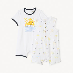 Lot de 2 combishorts motifs soleil pour bébé garçon 