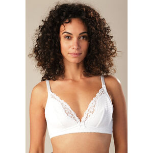 Soutien gorge en coton plumetis et dentelle 