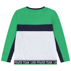T-shirt manches longues en jersey tricolore avec inscriptions printées 