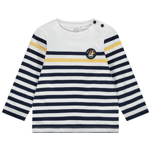 T-shirt style marinière en jersey avec badge brodé pour bébé garçon 