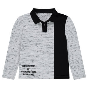 Junior - Polo en jersey effet slub avec inscription printée 