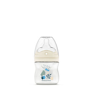 Biberon à tétine multi-perforée débit 1 anti-colique 150 ml bleu 