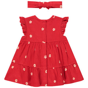 Robe effet froissé + bandeaux imprimé fleur pour bébé fille 